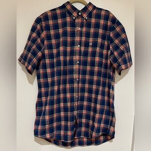 Men’s Chaps Navy and Red Plaid Button Down Shirt